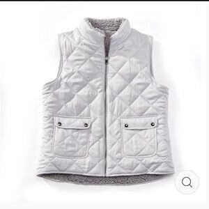Charlie Paige white and gray Quilted Vest - Size LG